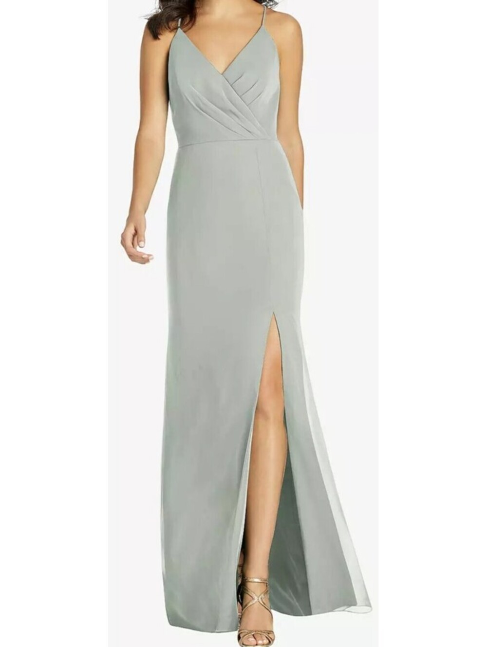 Dessy TH009 Criss Cross Back Mermaid Wrap Maxi Dress Cora Lux Chiffon Sz. 18 NEW